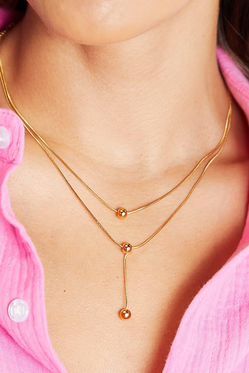 Adored Drop Ball Double-Layered Necklace - Lab Fashion, Home & Health
