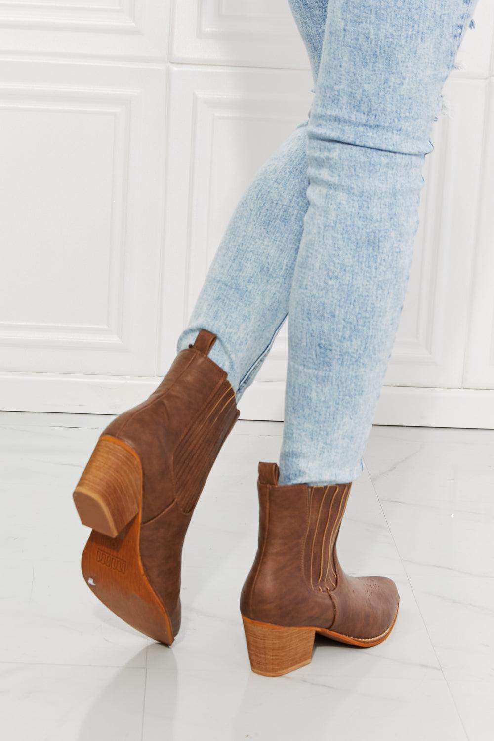 MMShoes Love the Journey Stacked Heel Chelsea Boot in Chestnut - Lab Fashion, Home & Health