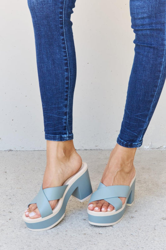 Weeboo Cherish The Moments Contrast Platform Sandals in Misty Blue - Lab Fashion, Home & Health