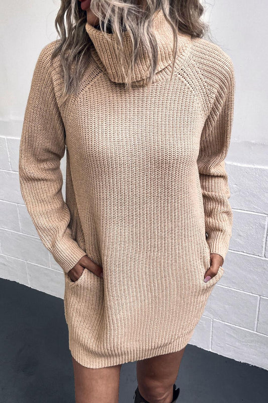 Turtleneck Sweater Dress with Pockets - Lab Fashion, Home & Health