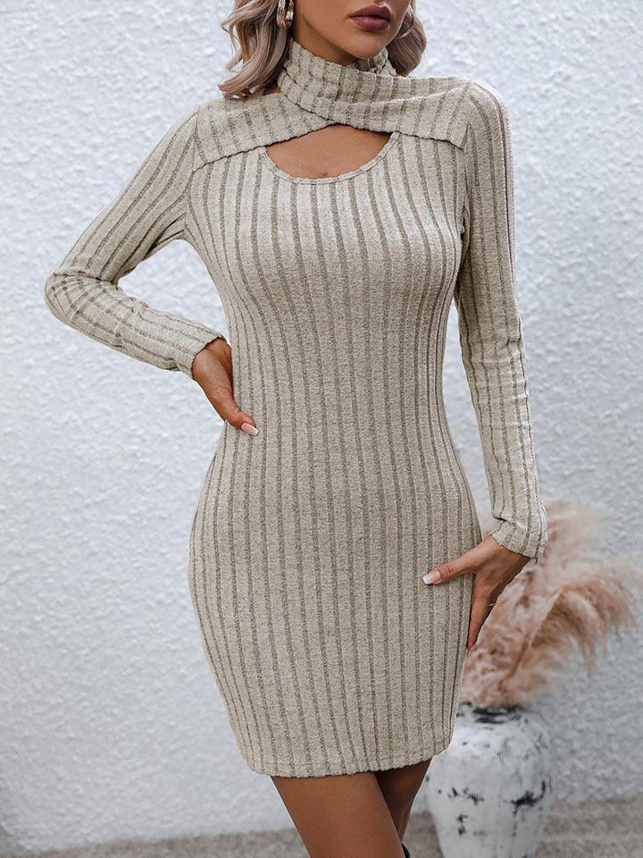 Long Sleeve Ribbed Sweater Dress - Lab Fashion, Home & Health