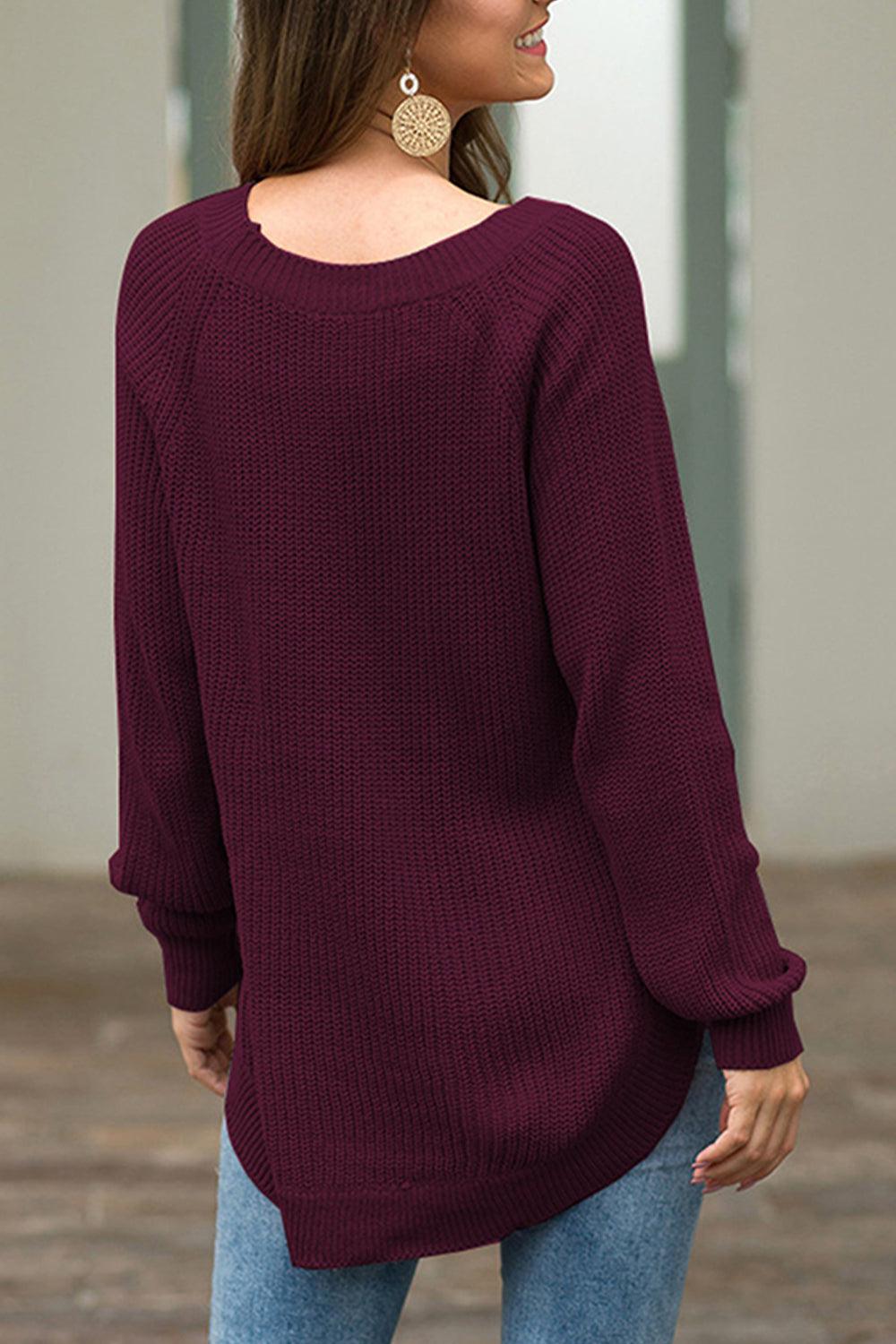 Round Neck Ribbed Knit Top - Lab Fashion, Home & Health