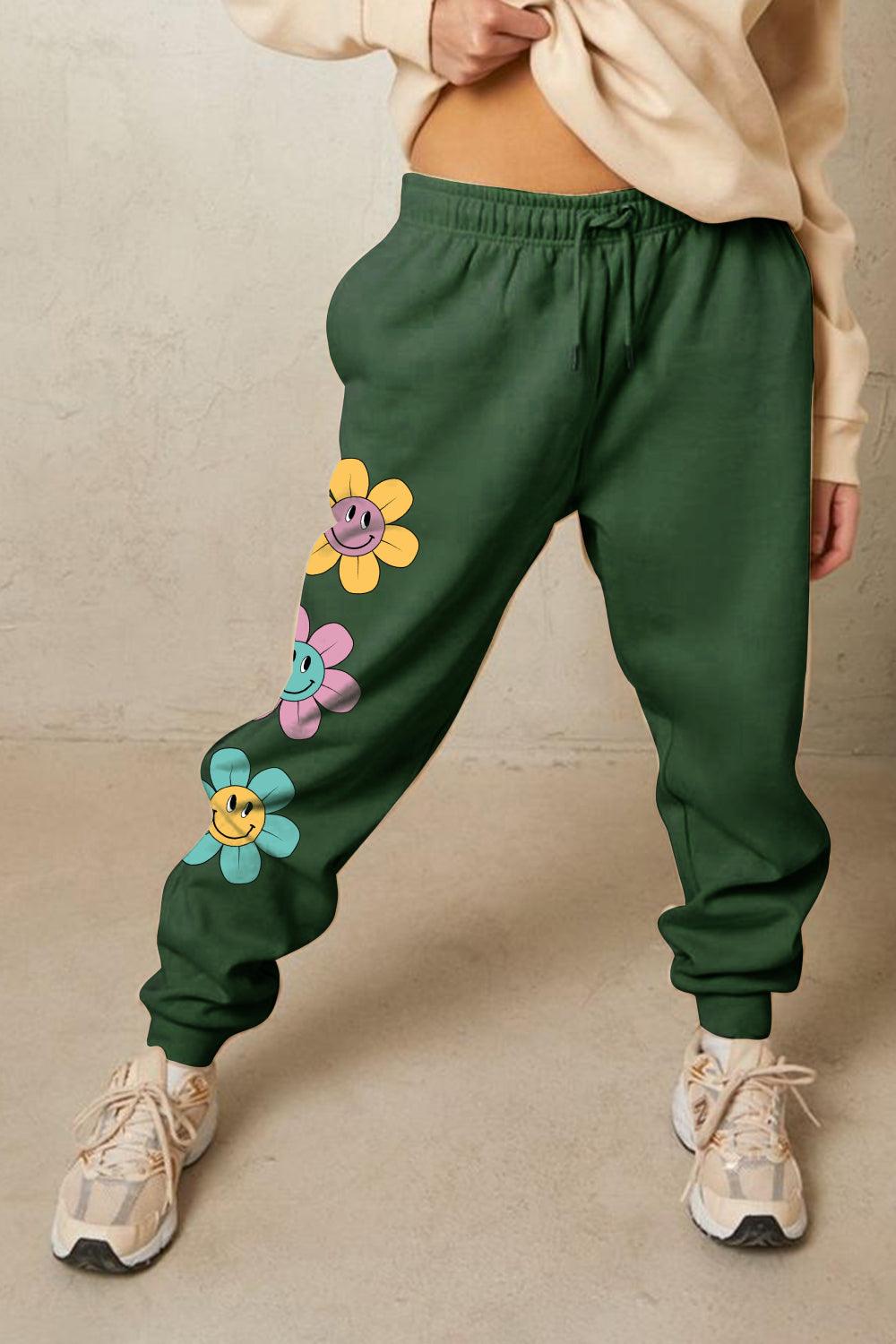 Simply Love Simply Love Full Size Drawstring Flower Graphic Long Sweatpants - Lab Fashion, Home & Health