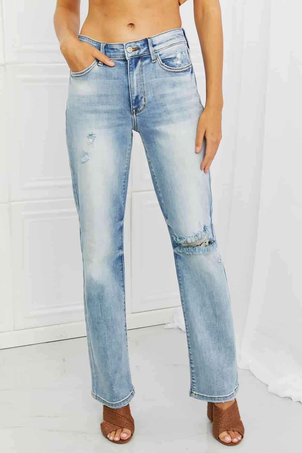 Judy Blue Natalie Full Size Distressed Straight Leg Jeans - Lab Fashion, Home & Health