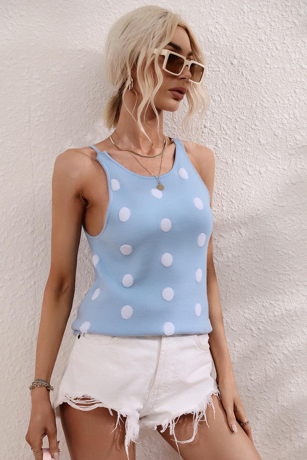 Polka Dot Round Neck Tank - Lab Fashion, Home & Health