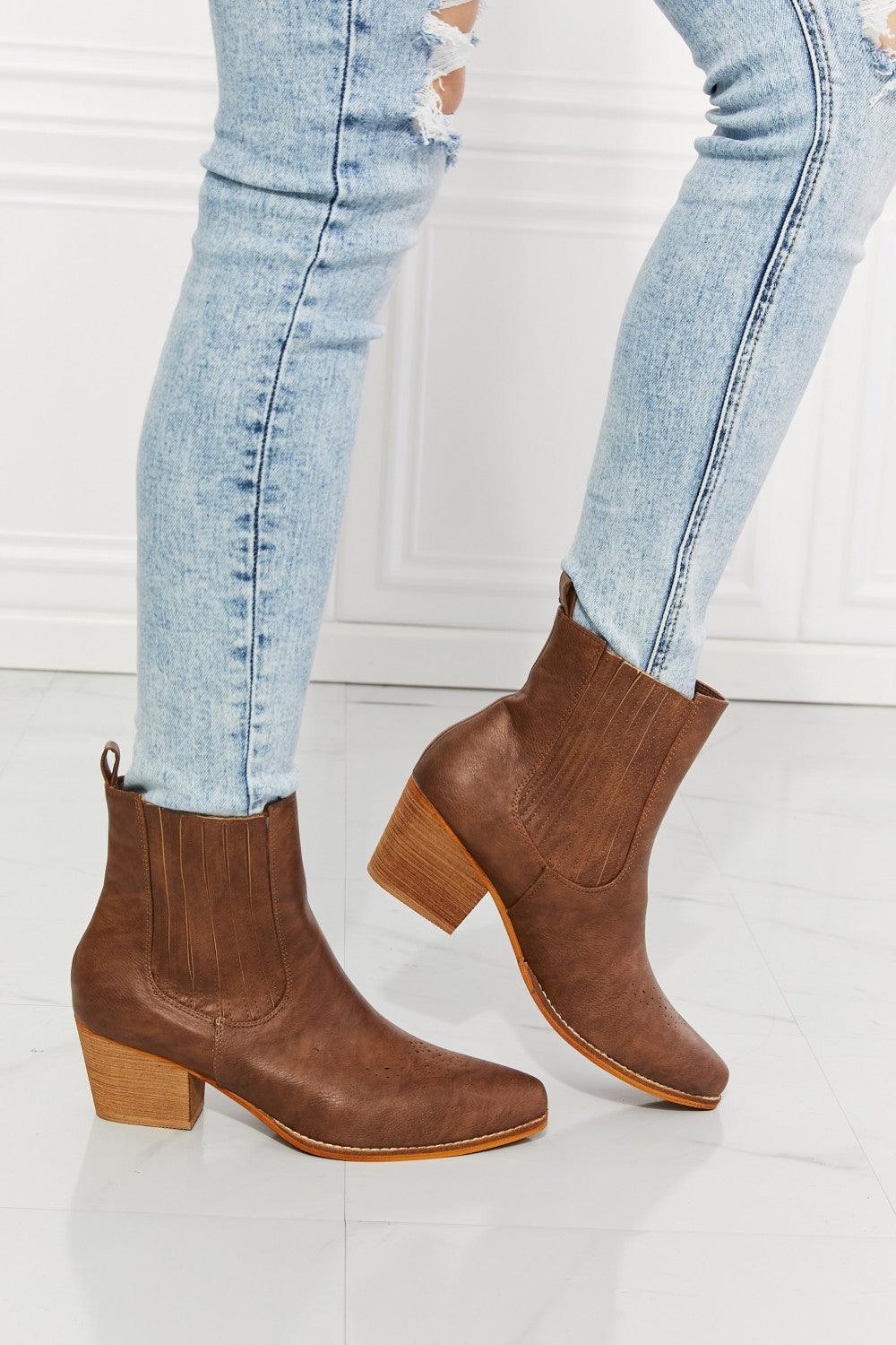 MMShoes Love the Journey Stacked Heel Chelsea Boot in Chestnut - Lab Fashion, Home & Health