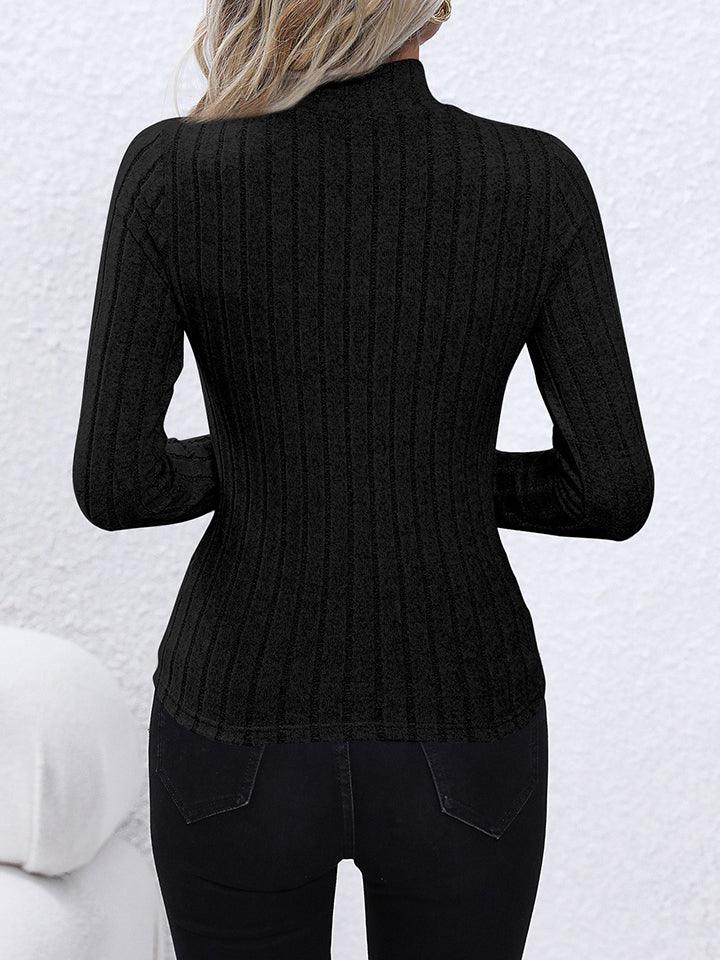 Mock Neck Long Sleeve Knit Top - Lab Fashion, Home & Health