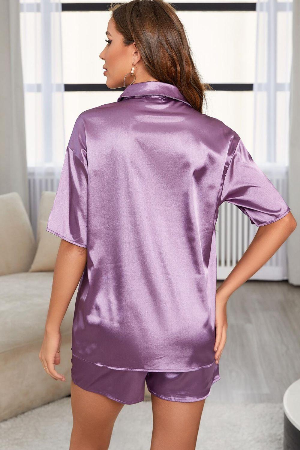 Dropped Shoulder Shirt and Smocked Shorts Pajama Set - Lab Fashion, Home & Health