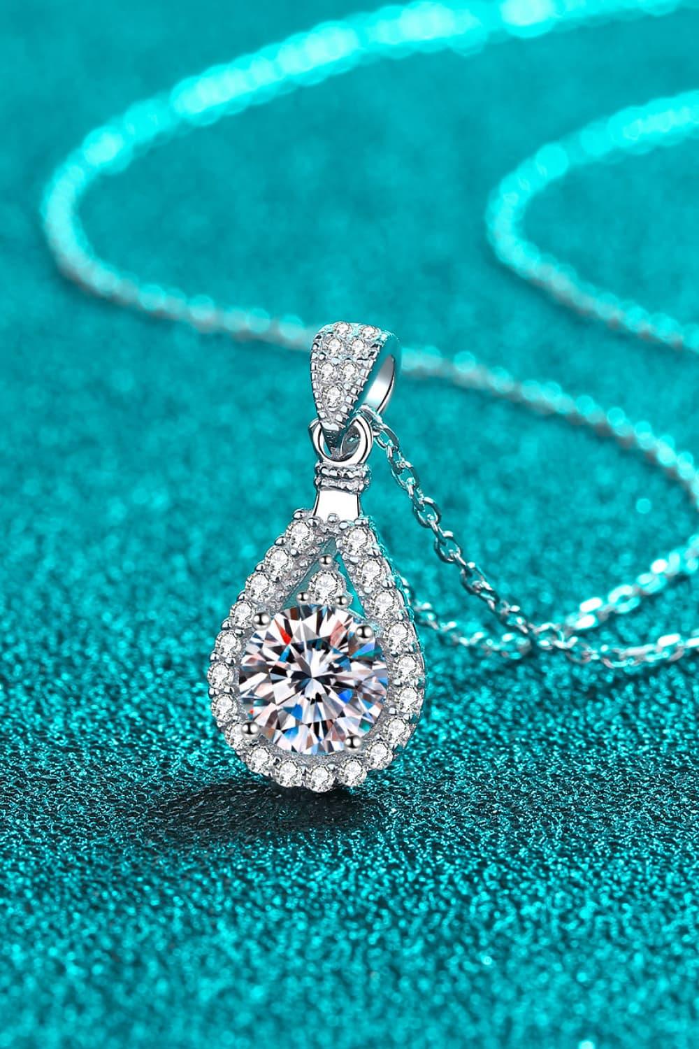 2 Carat Moissanite Teardrop Pendant 925 Sterling Silver Necklace - Lab Fashion, Home & Health