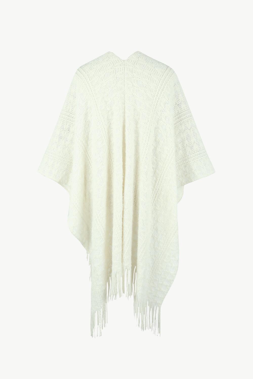 Open Front Fringe Hem Poncho - Lab Fashion, Home & Health