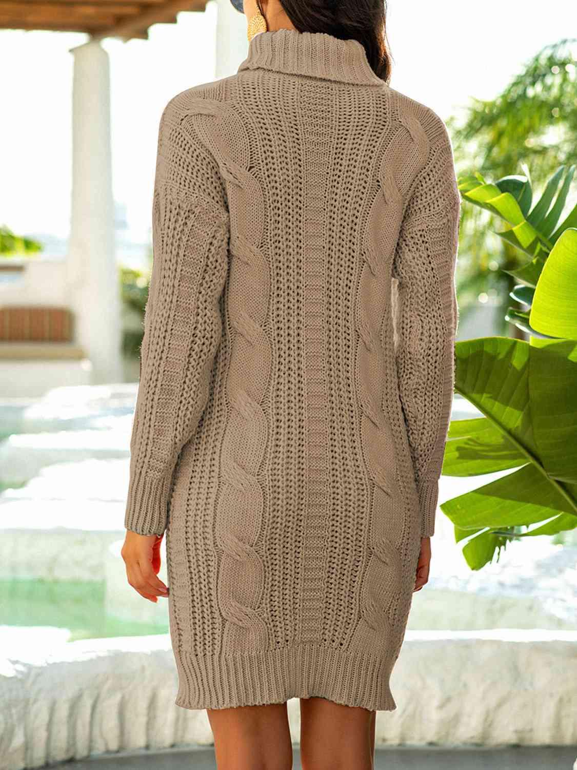Turtleneck Ribbed Sweater Dress - Lab Fashion, Home & Health