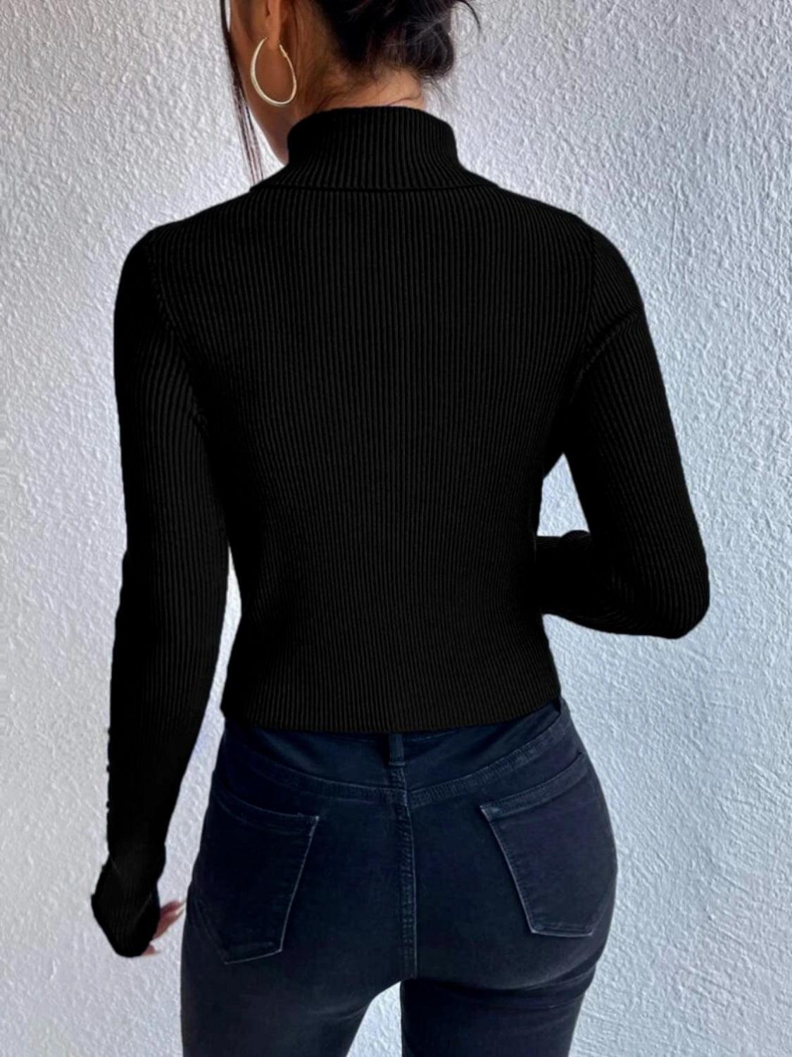 Cutout Turtleneck Rib-Knit Top - Lab Fashion, Home & Health