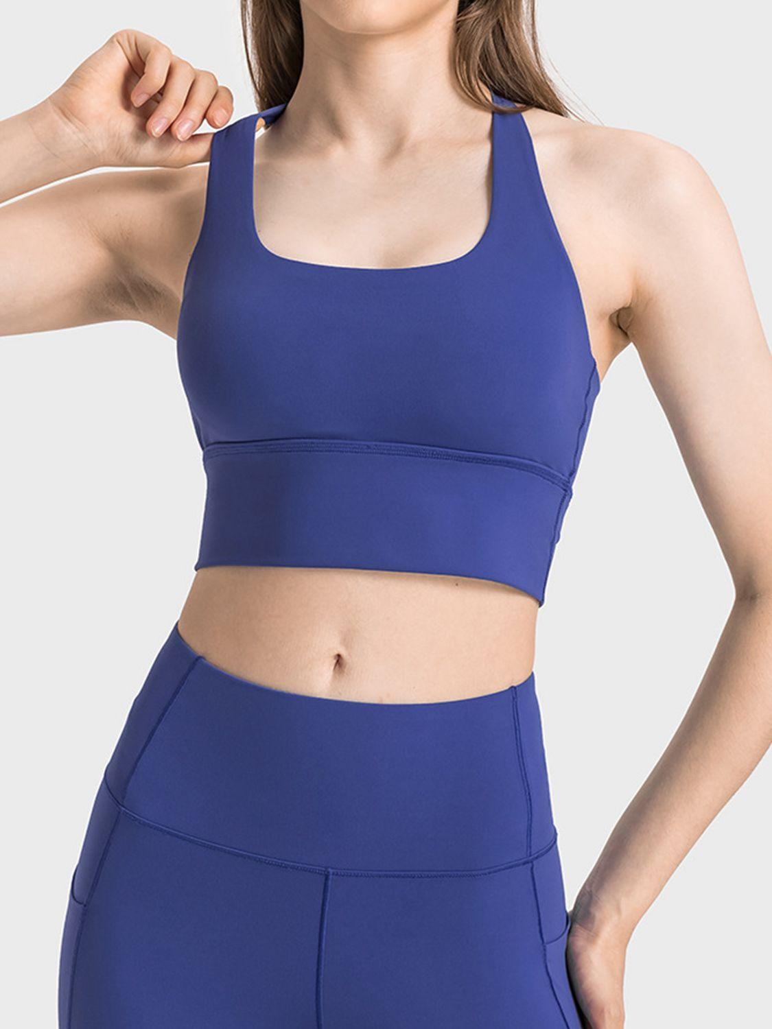 Scoop Neck Crisscross Straps Sports Bra - Lab Fashion, Home & Health