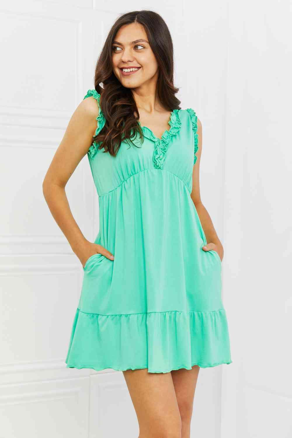 Culture Code Minty Fresh Full Size Ruffle Mini Dress - Lab Fashion, Home & Health