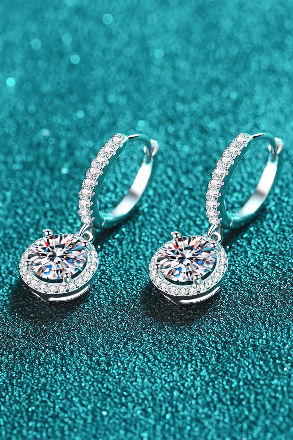 Moissanite Round-Shaped Drop Earrings - Lab Fashion, Home & Health