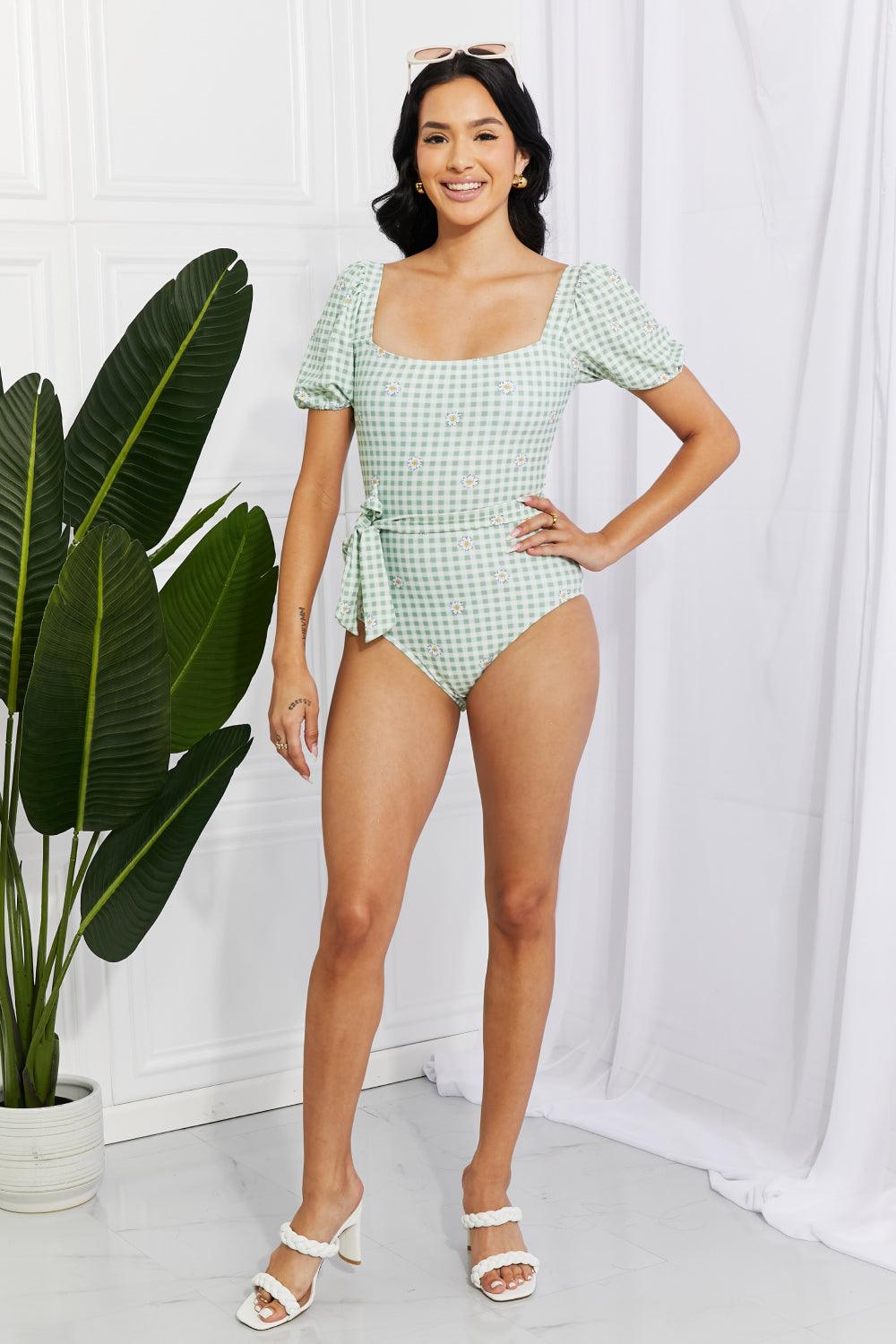 Marina West Swim Salty Air Puff Sleeve One-Piece in Sage - Lab Fashion, Home & Health