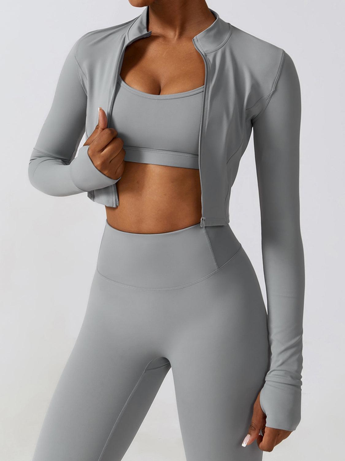 Zip-Up Long Sleeve Sports Top - Lab Fashion, Home & Health