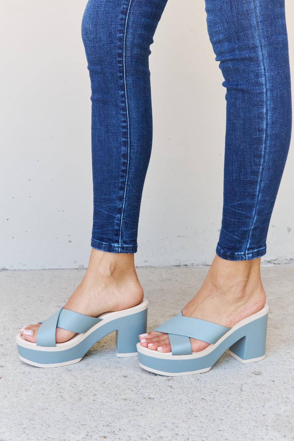 Weeboo Cherish The Moments Contrast Platform Sandals in Misty Blue - Lab Fashion, Home & Health