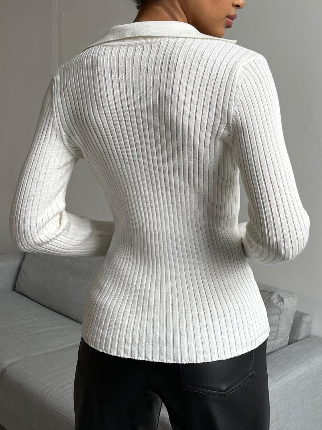 Johnny Collar Rib-Knit Top - Lab Fashion, Home & Health