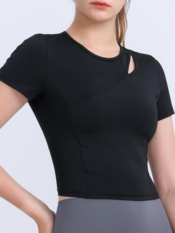 Round Neck Short Sleeve Active Top - Lab Fashion, Home & Health