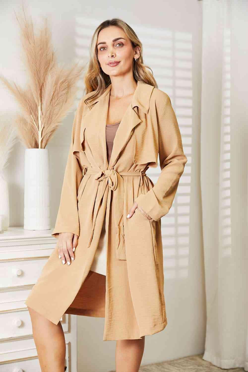Culture Code Full Size Tied Trench Coat with Pockets - Lab Fashion, Home & Health