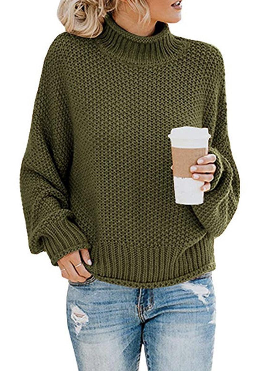 Turtleneck Dropped Shoulder Sweater - Lab Fashion, Home & Health