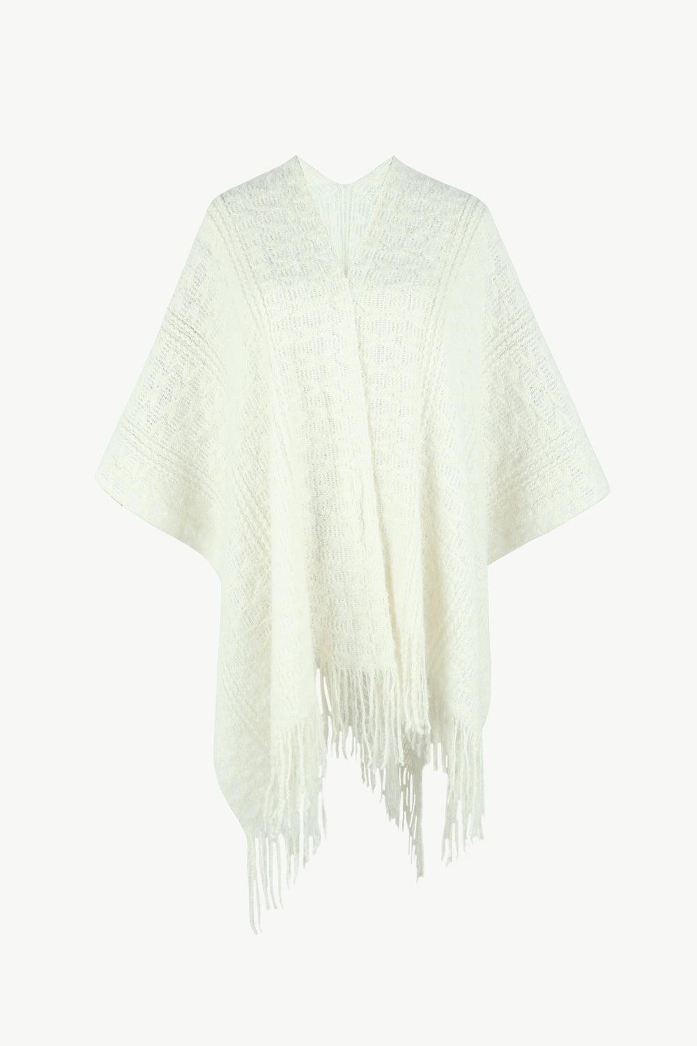 Open Front Fringe Hem Poncho - Lab Fashion, Home & Health