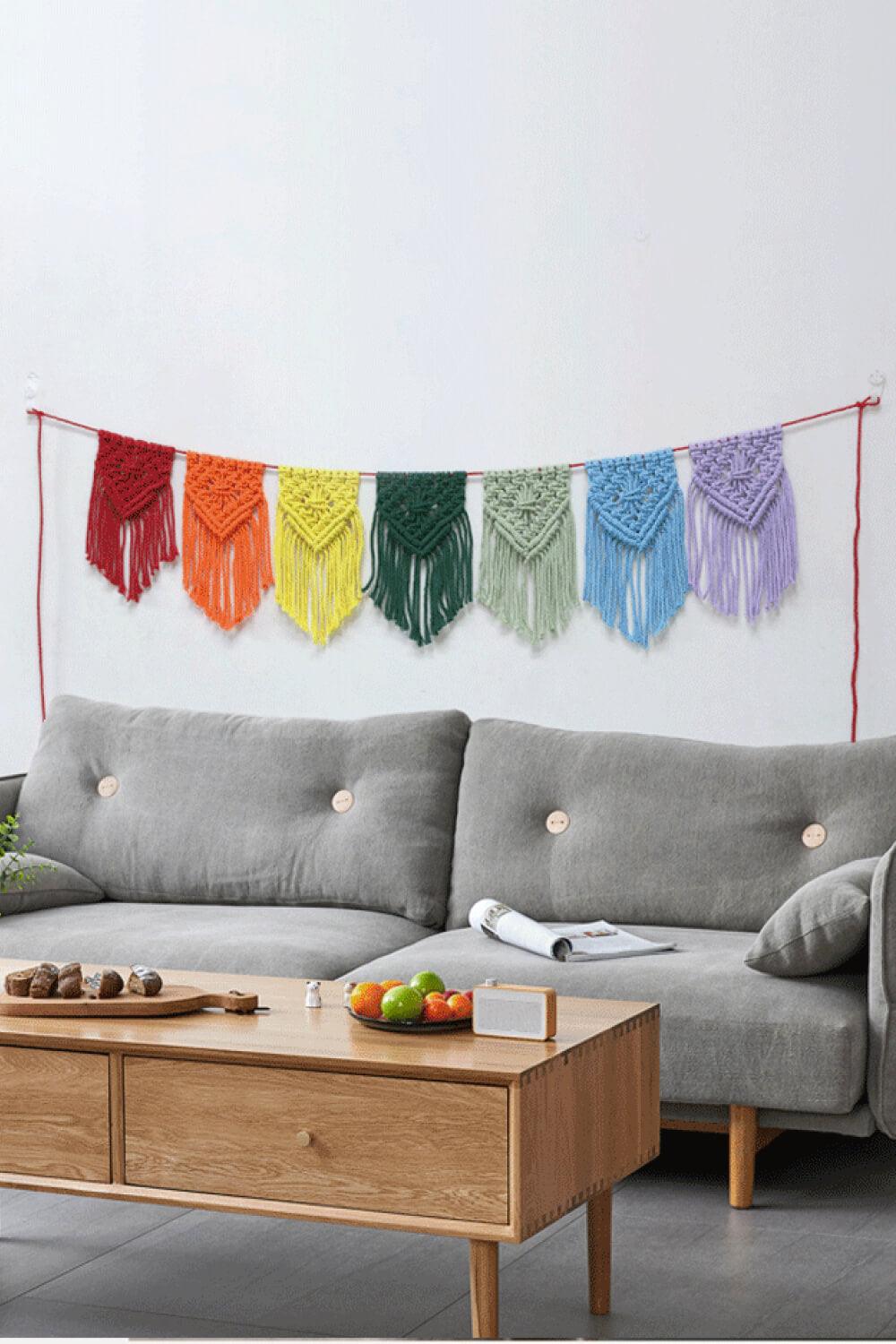 Rainbow Fringe Macrame Banner - Lab Fashion, Home & Health