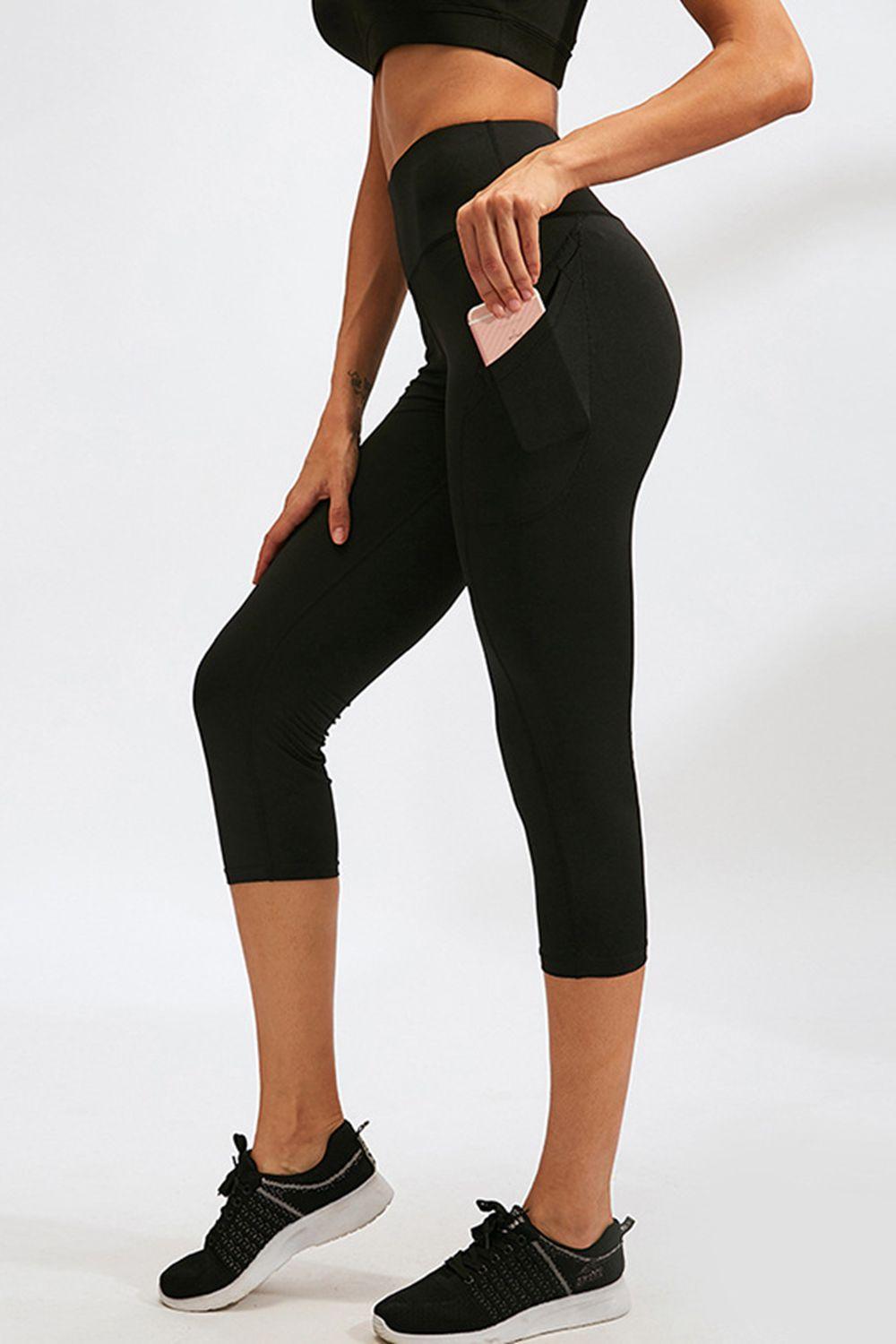 Slim Fit Wide Waistband Active Leggings with Pockets - Lab Fashion, Home & Health