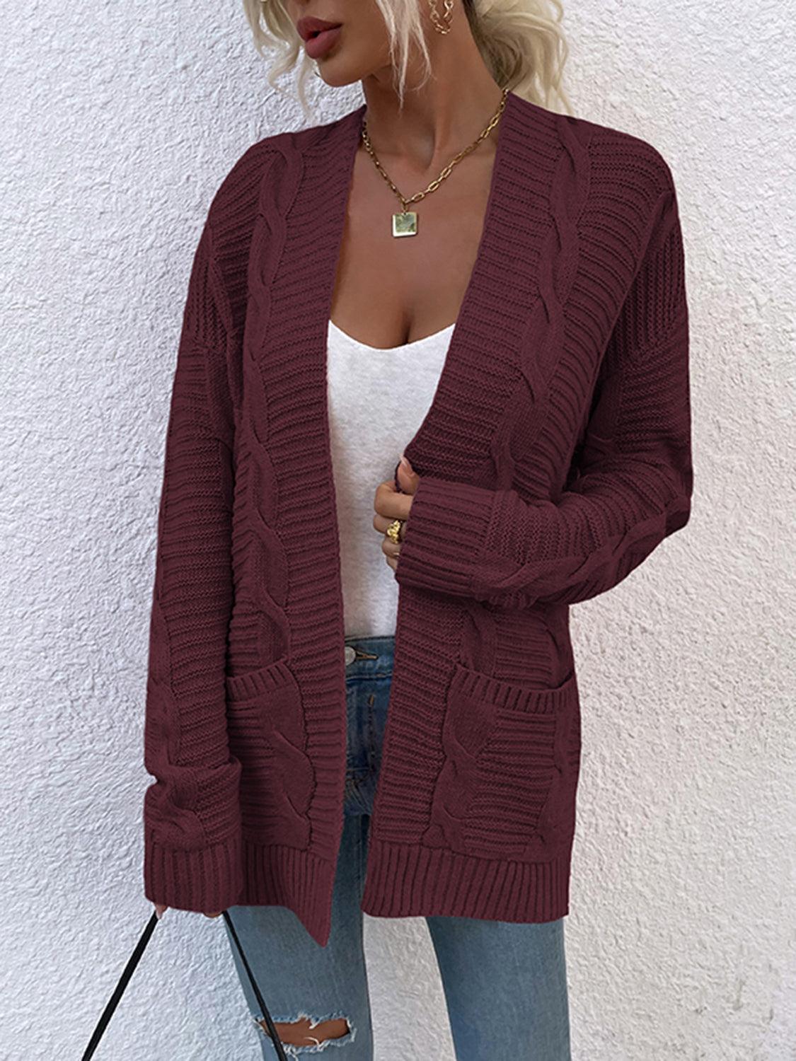 Open Front Cardigan with Pockets - Lab Fashion, Home & Health