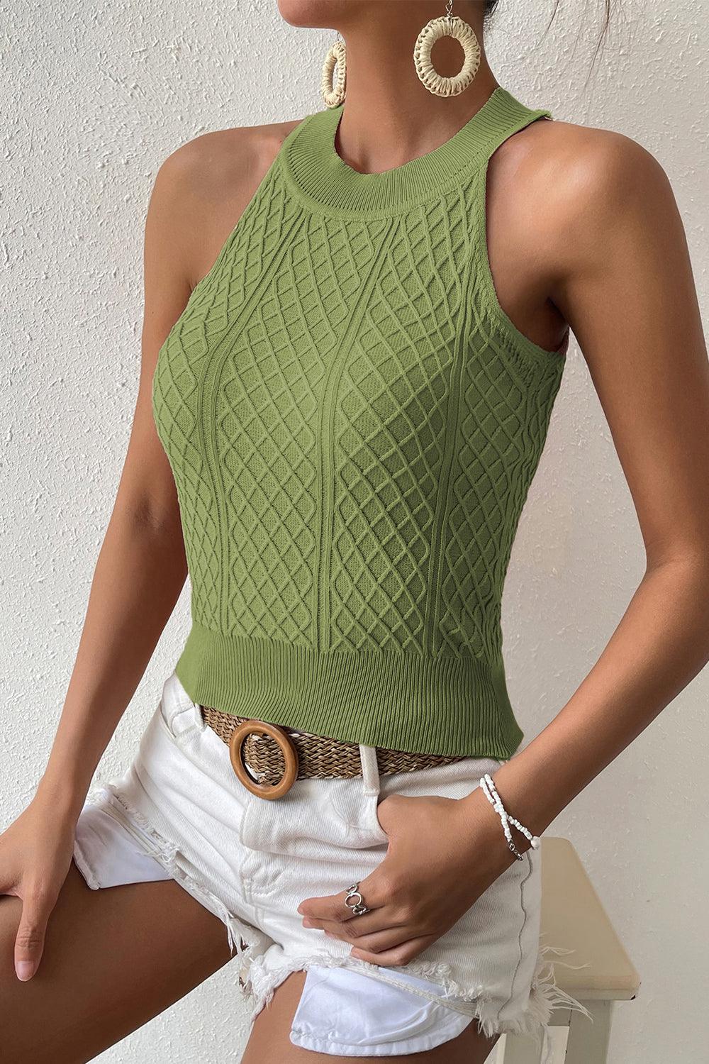 Round Neck Sleeveless Knit Top - Lab Fashion, Home & Health