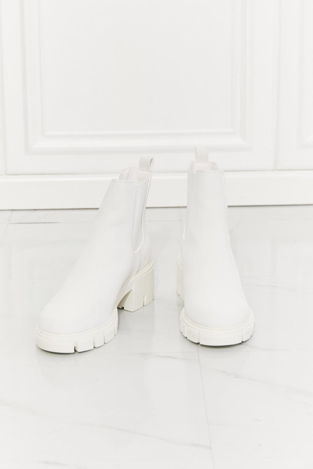 MMShoes Work For It Matte Lug Sole Chelsea Boots in White - Lab Fashion, Home & Health
