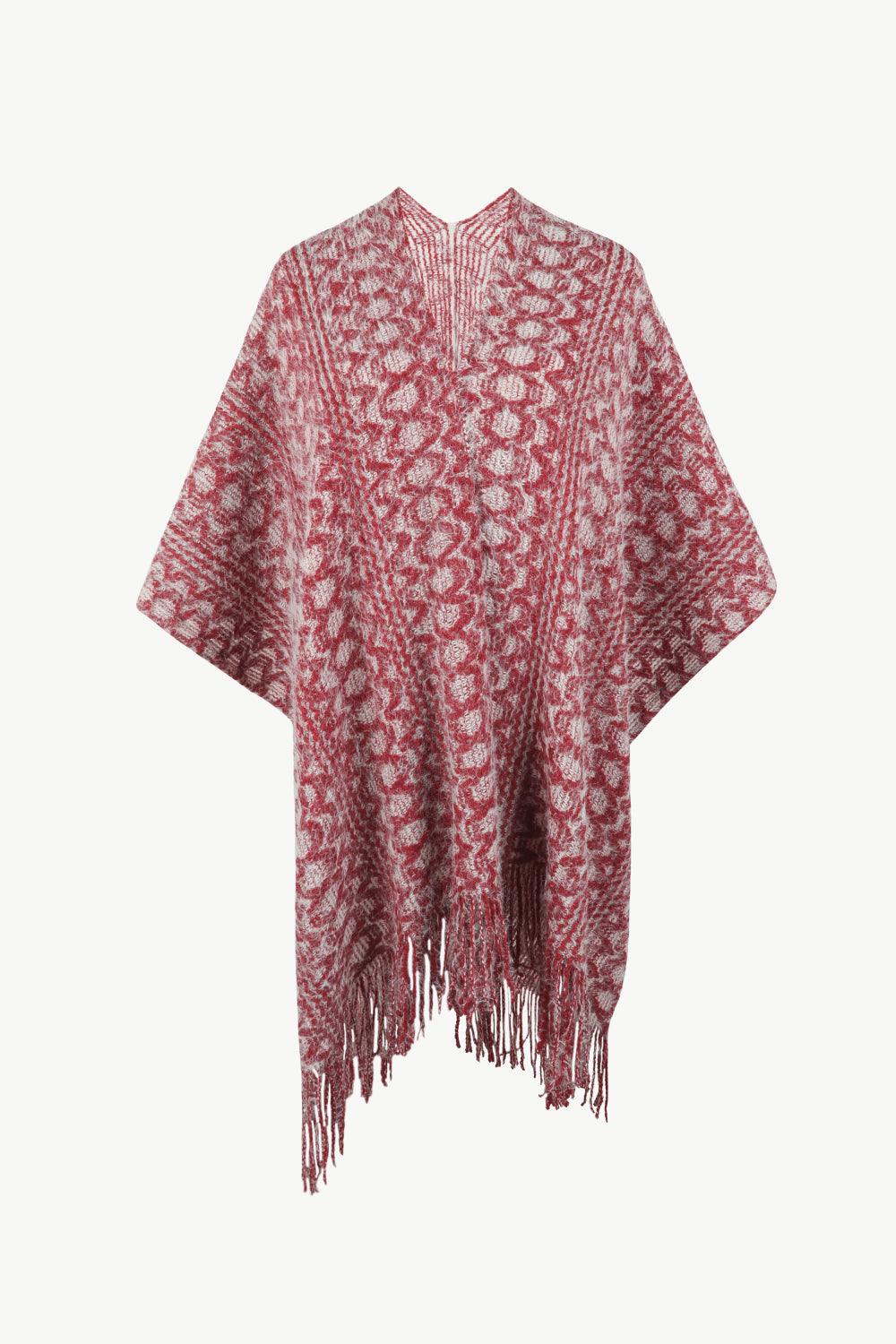 Open Front Fringe Hem Poncho - Lab Fashion, Home & Health