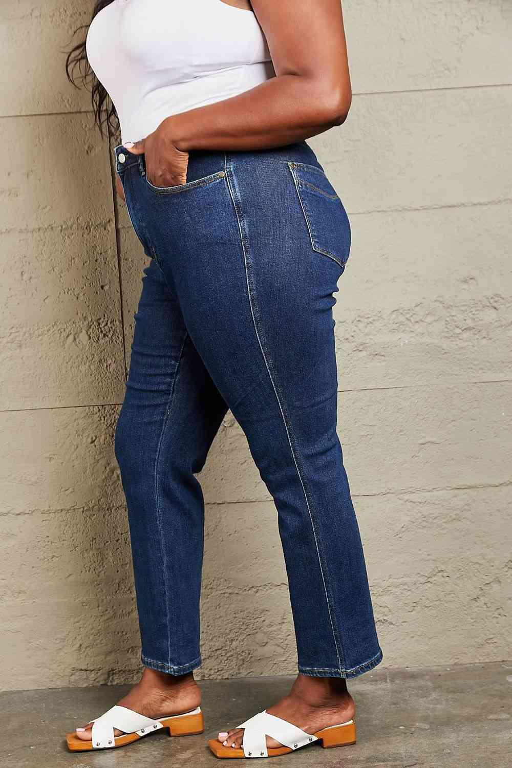 Judy Blue Kailee Full Size Tummy Control High Waisted Straight Jeans - Lab Fashion, Home & Health