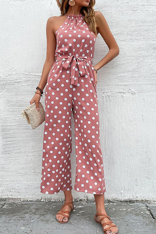 Polka Dot Grecian Wide Leg Jumpsuit - Lab Fashion, Home & Health