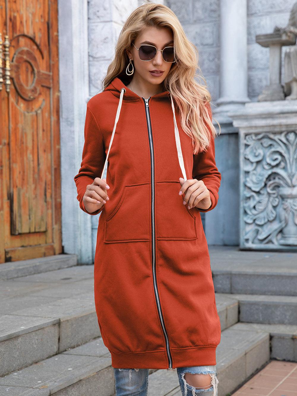 Full Size Zip-Up Longline Hoodie with Pockets - Lab Fashion, Home & Health