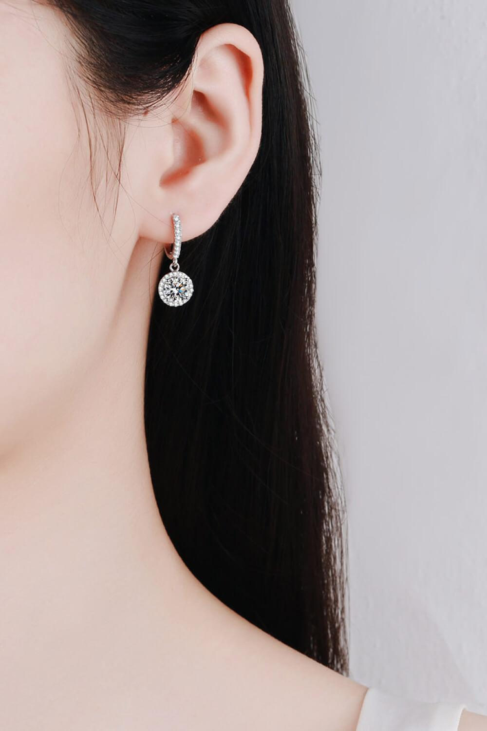 Moissanite Round-Shaped Drop Earrings - Lab Fashion, Home & Health