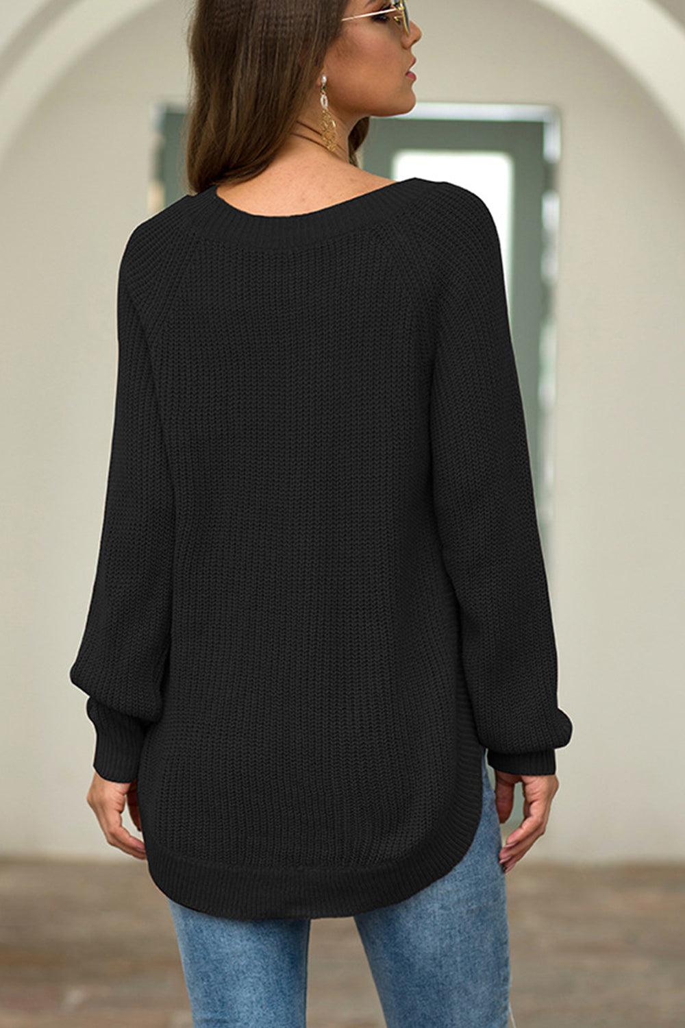 Round Neck Ribbed Knit Top - Lab Fashion, Home & Health