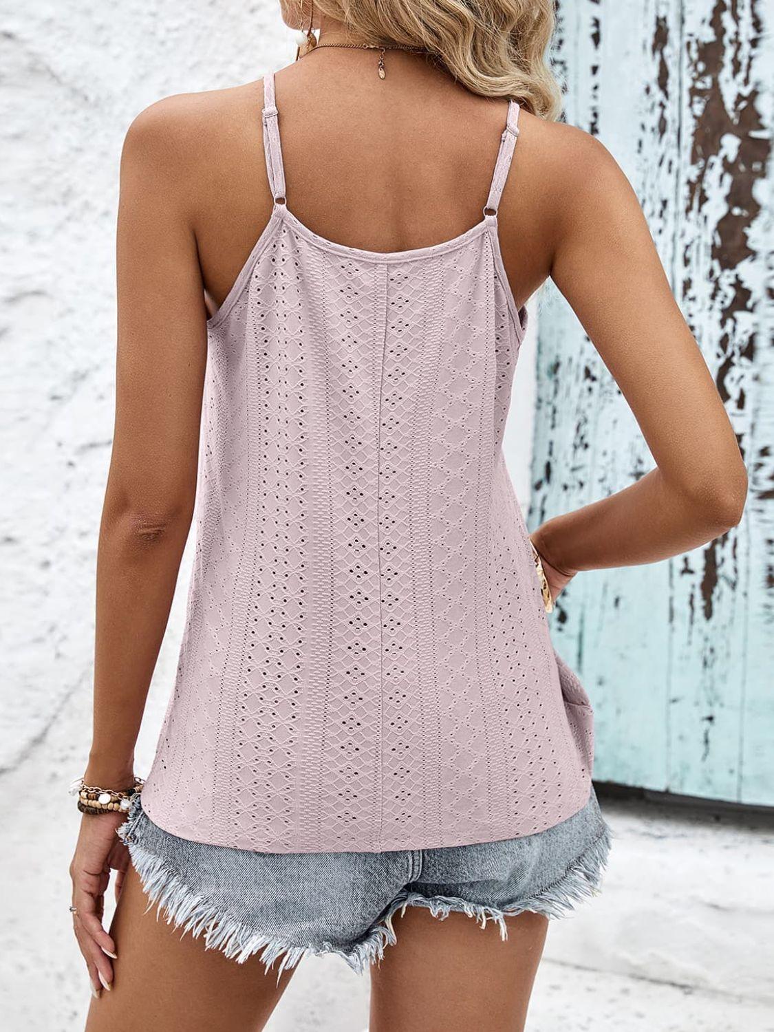 Contrast Eyelet Cami Top - Lab Fashion, Home & Health