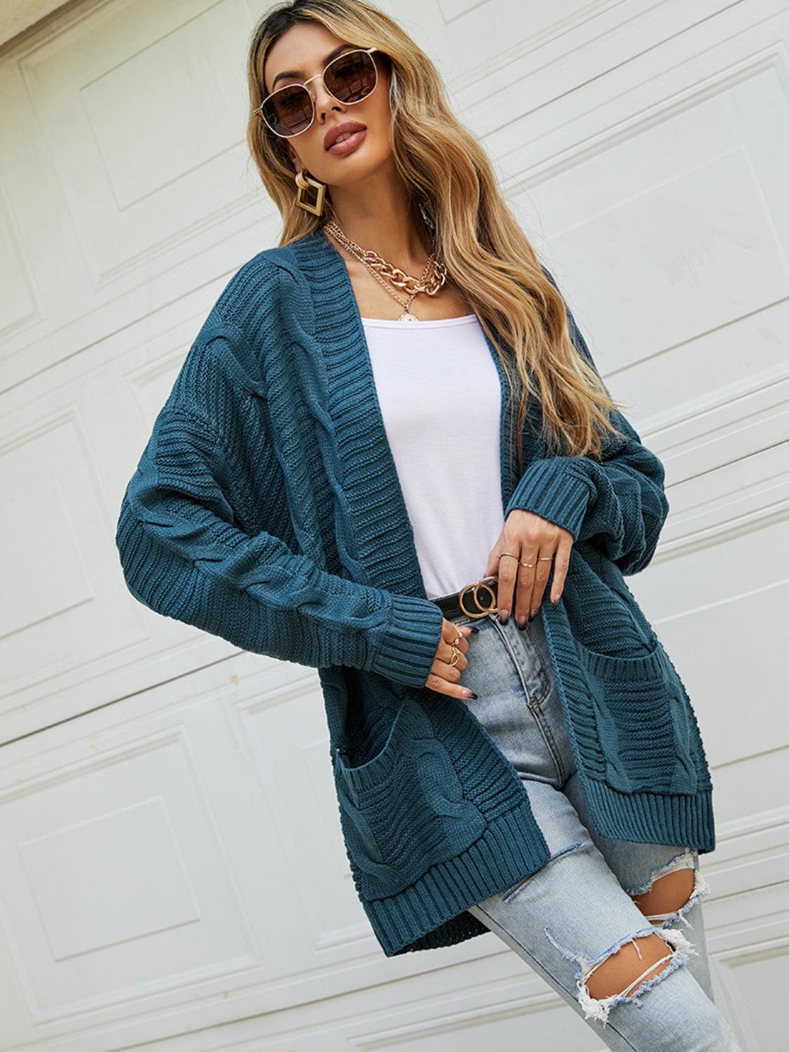 Open Front Dropped Shoulder Longline Cardigan - Lab Fashion, Home & Health