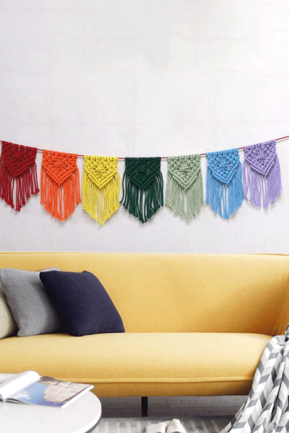 Rainbow Fringe Macrame Banner - Lab Fashion, Home & Health