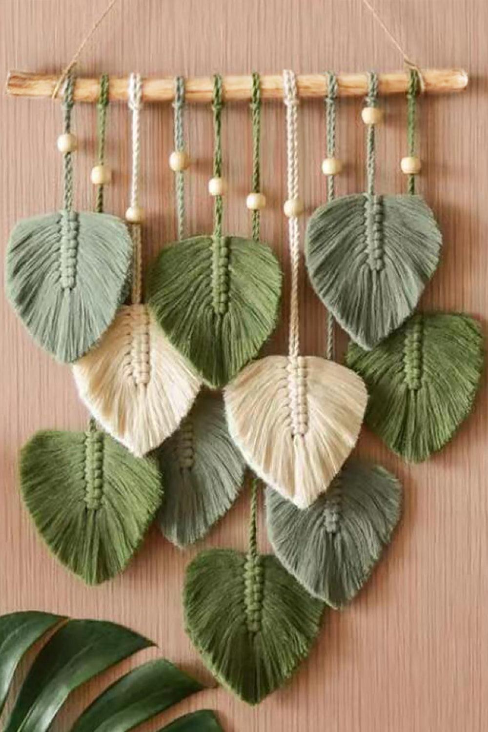 Macrame Leaf Bead Wall Hanging - Lab Fashion, Home & Health