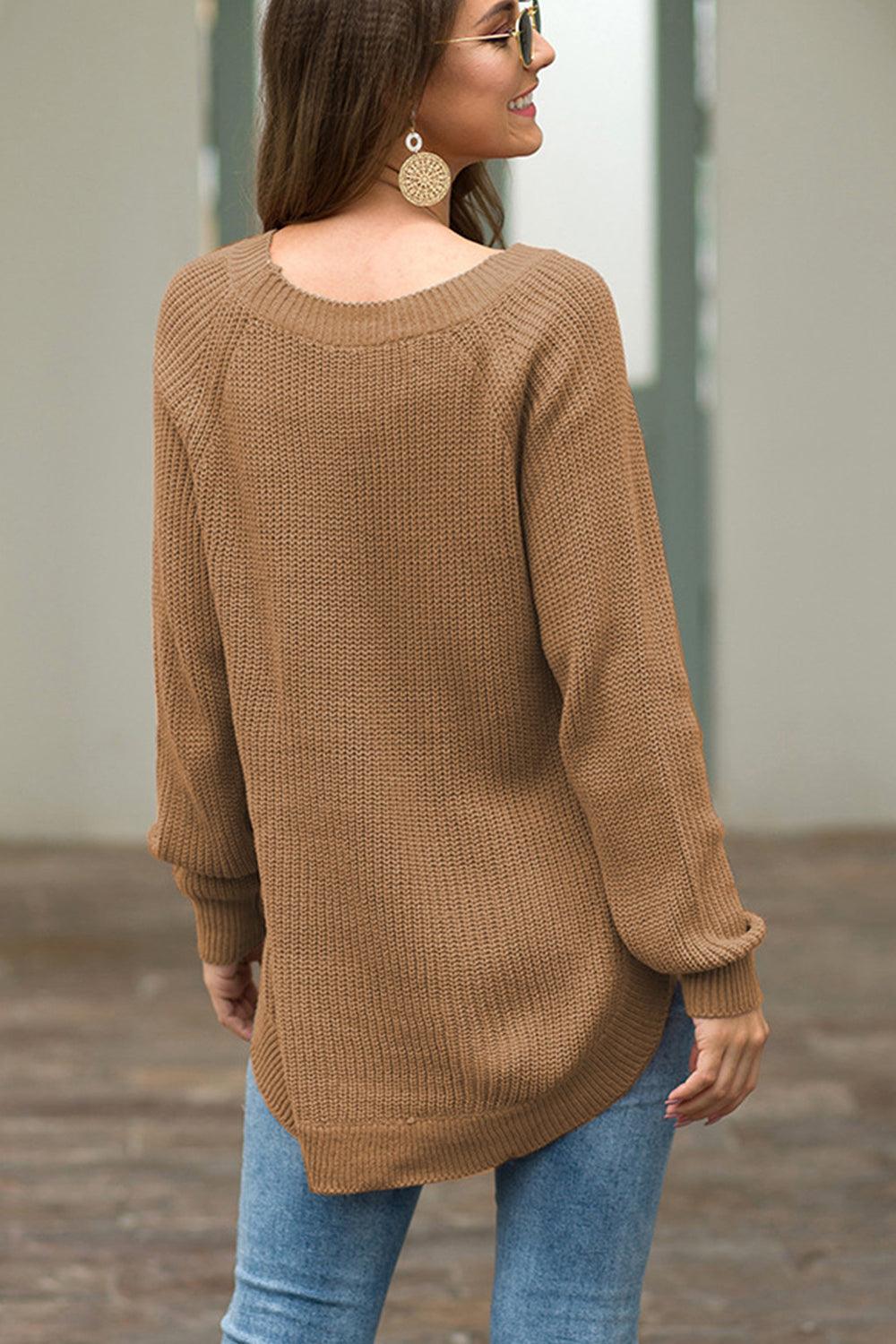 Round Neck Ribbed Knit Top - Lab Fashion, Home & Health