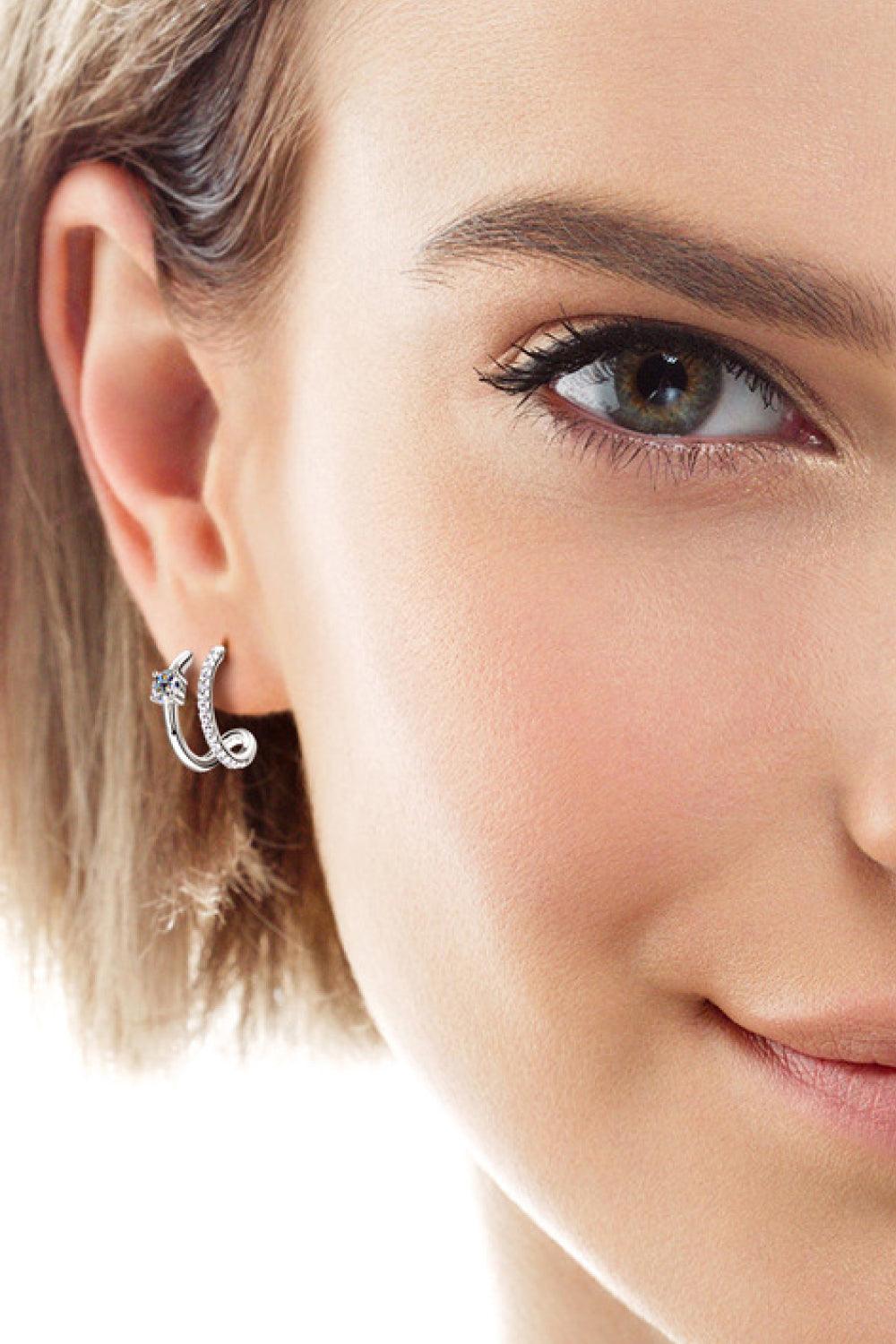 Moissanite 925 Sterling Silver C-Hoop Earrings - Lab Fashion, Home & Health