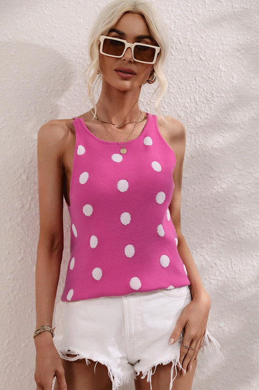 Polka Dot Round Neck Tank - Lab Fashion, Home & Health