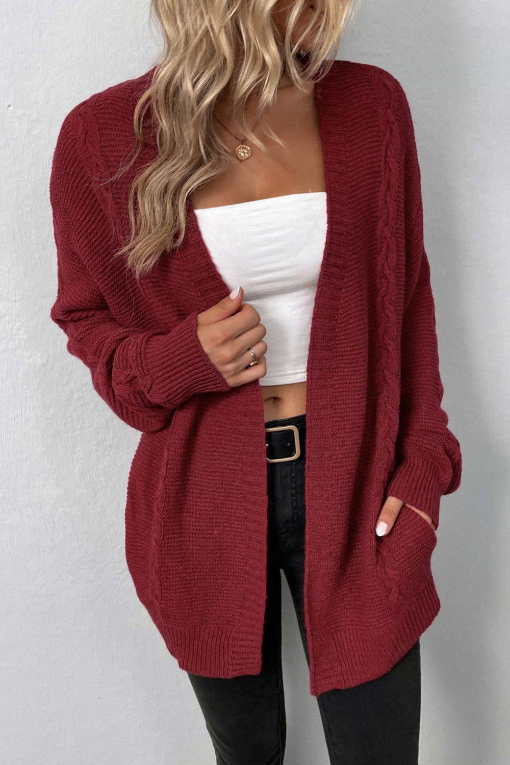 Open Front Cardigan with Pockets - Lab Fashion, Home & Health