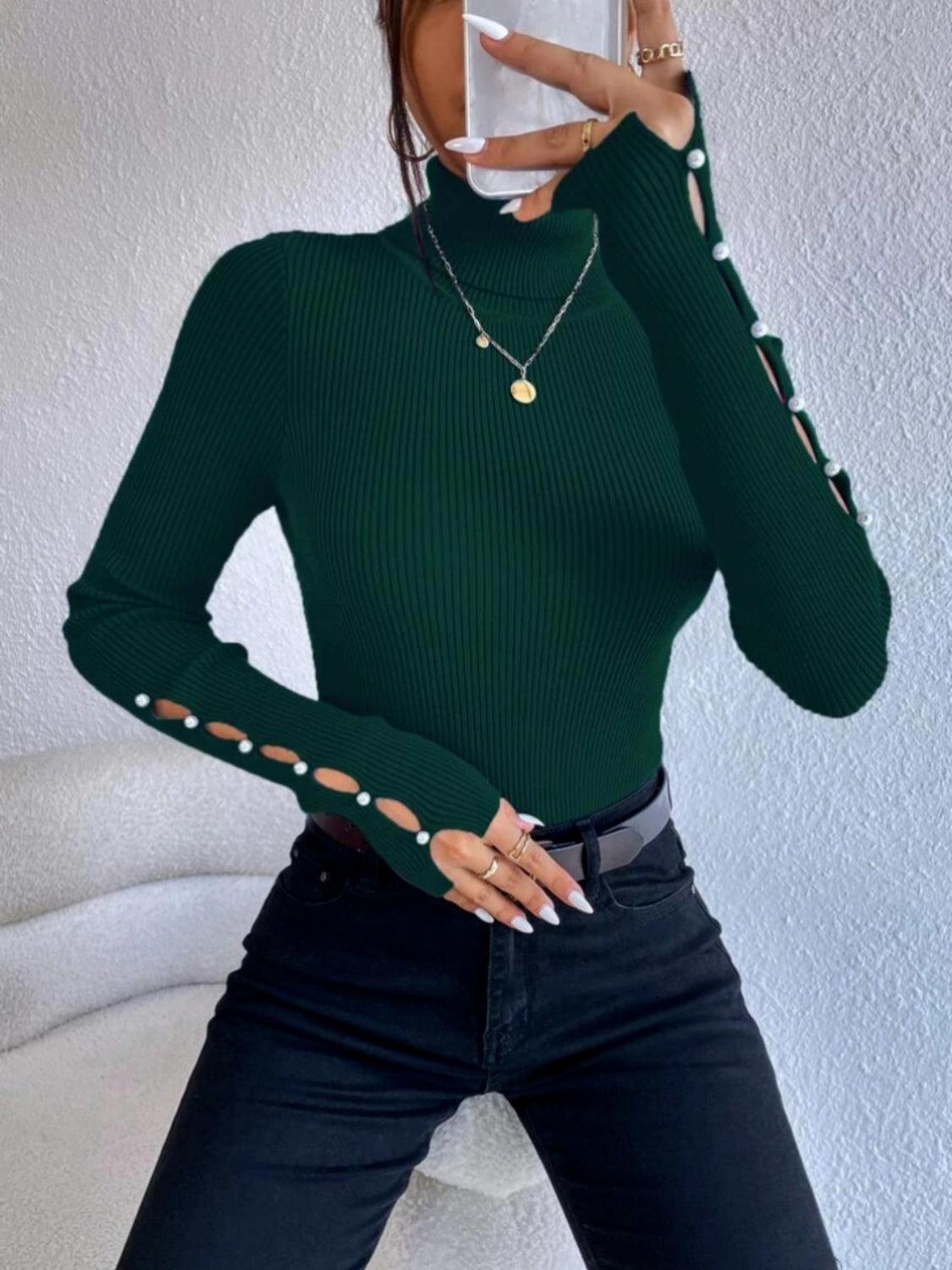 Cutout Turtleneck Rib-Knit Top - Lab Fashion, Home & Health