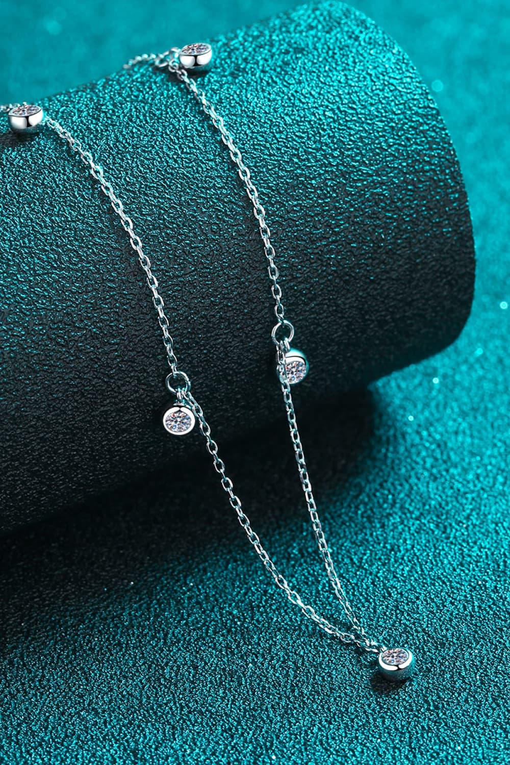 Moissanite Rhodium-Plated Necklace - Lab Fashion, Home & Health