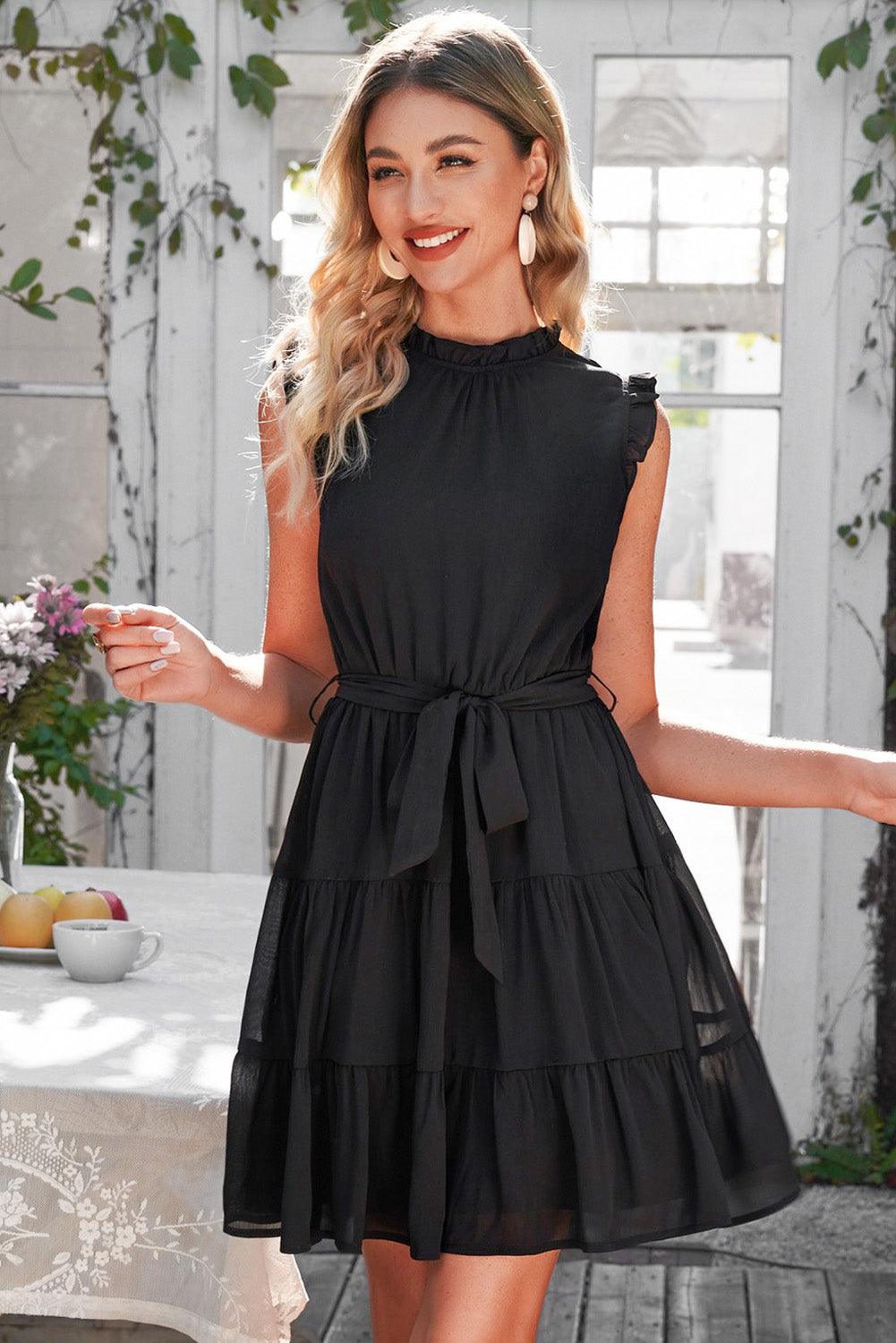 Ruffle Collar Tiered Dress - Lab Fashion, Home & Health