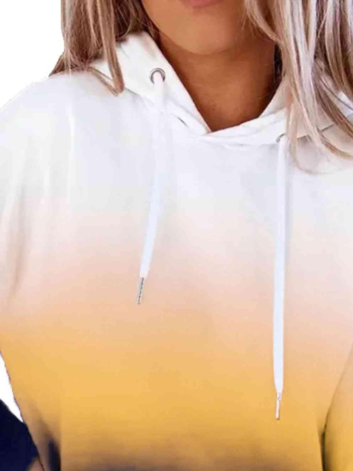 Gradient Drawstring Long Sleeve Hoodie - Lab Fashion, Home & Health